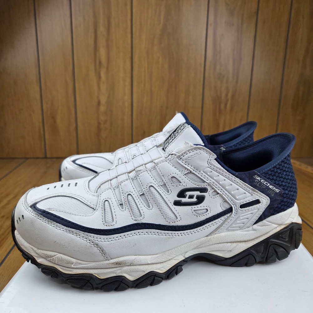 Skechers Slip-ins After Burn M. Fit Ridgeburn White Navy 237447W Mens 9.5 Wide